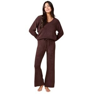 Softies Marshmallow V-Neck 2 Piece Lounge Set Brown Womens Size XL Plush Pajamas
